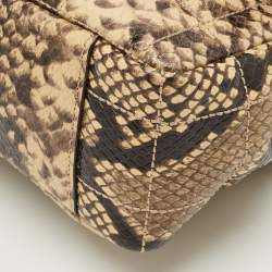 Pre Owned Michael Kors Cream/Black Python Embossed Leather Large Soho Shoulder Bag