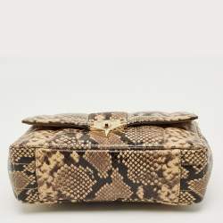 Pre Owned Michael Kors Cream/Black Python Embossed Leather Large Soho Shoulder Bag