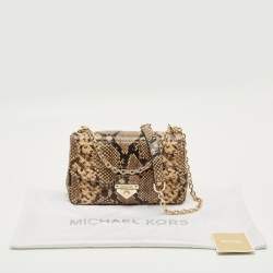 Pre Owned Michael Kors Cream/Black Python Embossed Leather Large Soho Shoulder Bag