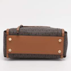 Pre Owned Michael Kors Brown Coated Canvas and Leather Extra Small Carine Satchel