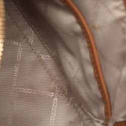 Pre Owned Michael Kors Brown Coated Canvas and Leather Extra Small Carine Satchel