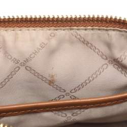 Pre Owned Michael Kors Brown Coated Canvas and Leather Extra Small Carine Satchel