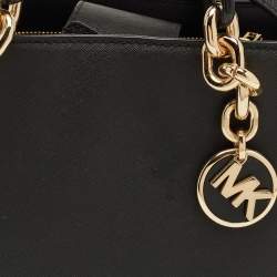 Pre Owned Michael Kors Black Saffiano Leather Mini Cynthia Tote
