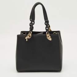 Pre Owned Michael Kors Black Saffiano Leather Mini Cynthia Tote