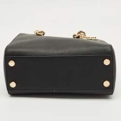 Pre Owned Michael Kors Black Saffiano Leather Mini Cynthia Tote