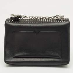 Pre Owned Michael Kors Black Leather Studded Cece Top Handle Bag