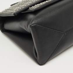 Pre Owned Michael Kors Black Leather Studded Cece Top Handle Bag