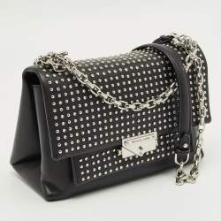 Pre Owned Michael Kors Black Leather Studded Cece Top Handle Bag