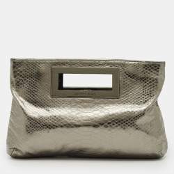 Pre Owned Michael Kors Metallic Python Embossed Leather Berkley Clutch