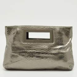 Pre Owned Michael Kors Metallic Python Embossed Leather Berkley Clutch