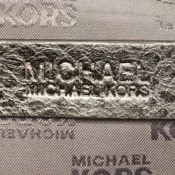 Pre Owned Michael Kors Metallic Python Embossed Leather Berkley Clutch