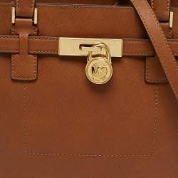 Pre Owned Michael Kors Brown Leather Hamilton Moderne Tote