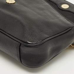 Pre Owned Michael Kors Black/Brown Leopard Print Calfhair and Leather Small Hamilton Flap Shoulder Bag