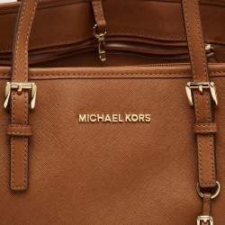 Pre Owned Michael Kors Brown Leather Large Jet Set Travel Tote