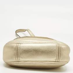 Pre Owned Michael Kors Gold Leather Bedford Flap Crossbody Bag