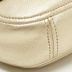 Pre Owned Michael Kors Gold Leather Bedford Flap Crossbody Bag