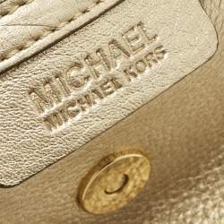 Pre Owned Michael Kors Gold Leather Bedford Flap Crossbody Bag