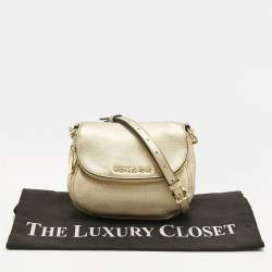 Pre Owned Michael Kors Gold Leather Bedford Flap Crossbody Bag