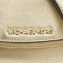 Pre Owned Michael Kors Gold Leather Bedford Flap Crossbody Bag