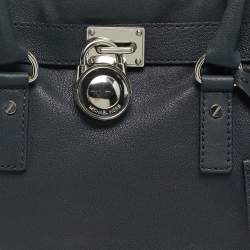Pre Owned Michael Kors Dark Blue Leather Hamilton North South Tote