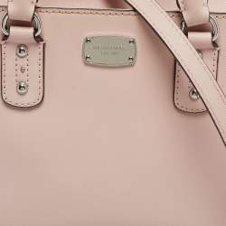 Pre Owned Michael Kors Light Pink Leather Top Zip Tote