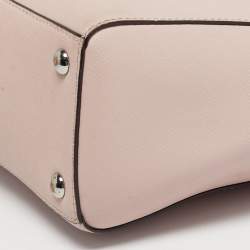 Pre Owned Michael Kors Light Pink Leather Top Zip Tote