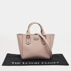 Pre Owned Michael Kors Light Pink Leather Top Zip Tote