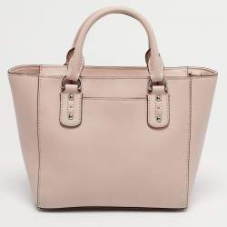 Pre Owned Michael Kors Light Pink Leather Top Zip Tote