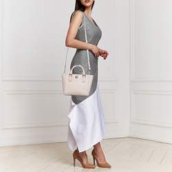 Pre Owned Michael Kors Light Pink Leather Top Zip Tote