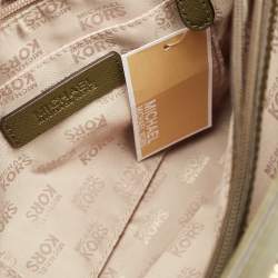 Pre Owned Michael Kors Green Leather Medium EW Susannah Embellished Tote