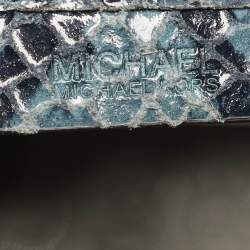 Pre Owned Michael Kors Blue Python Embossed Leather Large Embellished Selma Tote