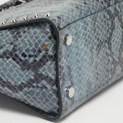 Pre Owned Michael Kors Blue Python Embossed Leather Large Embellished Selma Tote