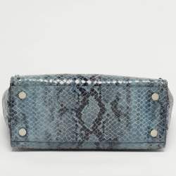 Pre Owned Michael Kors Blue Python Embossed Leather Large Embellished Selma Tote
