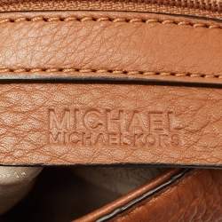 Pre Owned Michael Kors Brown Leather Tassel Braided Flap Hobo