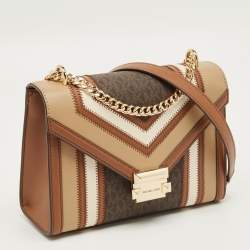 Pre Owned Michael Kors Multicolor Signature Coated Canvas and Faux Leather Large Whitney Shoulder Bag