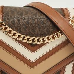 Pre Owned Michael Kors Multicolor Signature Coated Canvas and Faux Leather Large Whitney Shoulder Bag