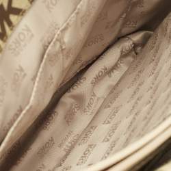 Pre Owned Michael Kors Beige Signature Canvas and Leather Jet Set Pocket Tote