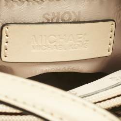 Pre Owned Michael Kors Beige Signature Canvas and Leather Jet Set Pocket Tote