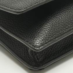 Pre Owned Michael Kors Black Leather Mott Wallet on Strap