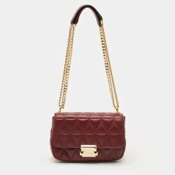 Pre Owned Michael Kors Burgundy Quilted Leather Small Sloan Shoulder Bag