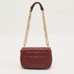 Pre Owned Michael Kors Burgundy Quilted Leather Small Sloan Shoulder Bag