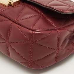 Pre Owned Michael Kors Burgundy Quilted Leather Small Sloan Shoulder Bag