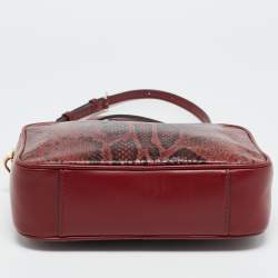 Pre Owned Michael Kors Red  Python Embossed and Leather Jet Set Tassel Camera Bag