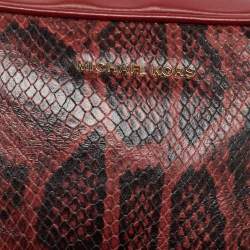 Pre Owned Michael Kors Red  Python Embossed and Leather Jet Set Tassel Camera Bag