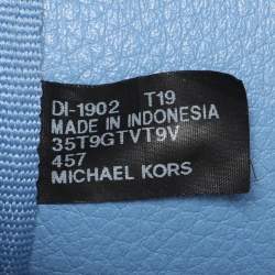 Pre Owned Michael Kors Blue Signature Coated Canvas and Leather Jet Set Travel Tote