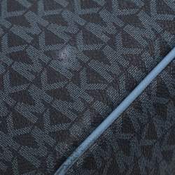 Pre Owned Michael Kors Blue Signature Coated Canvas and Leather Jet Set Travel Tote