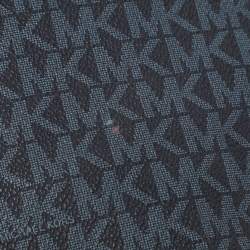 Pre Owned Michael Kors Blue Signature Coated Canvas and Leather Jet Set Travel Tote