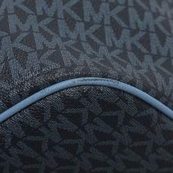 Pre Owned Michael Kors Blue Signature Coated Canvas and Leather Jet Set Travel Tote