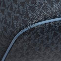 Pre Owned Michael Kors Blue Signature Coated Canvas and Leather Jet Set Travel Tote