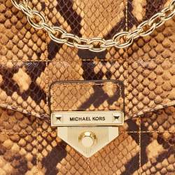 Pre Owned Michael Kors Cream/Black Python Embossed Leather Large Soho Shoulder Bag